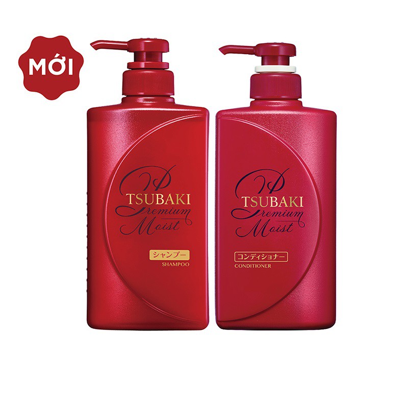 [Hcm]Bộ Đôi Gội Xả Dưỡng Tóc Bóng Mượt Premium Moist Tsubaki (490Ml/Chai X 2)