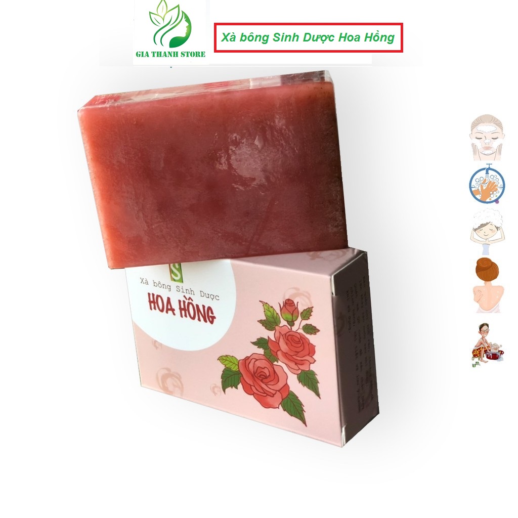 Xà Bông Sinh Dược Hoa Hồng ?Xà Phòng Thiên Nhiên Handmade Rose Soap ? Giúp Dưỡng Da Và Sáng Da Từ Chiết Xuất Bột Hoa Hồng