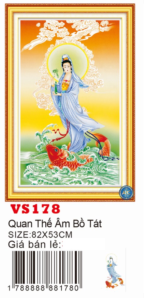 TRANH ĐÍNH ĐÁ Phật Bà Quan Thế Âm Bồ Tát Đứng vs468 Chưa đính