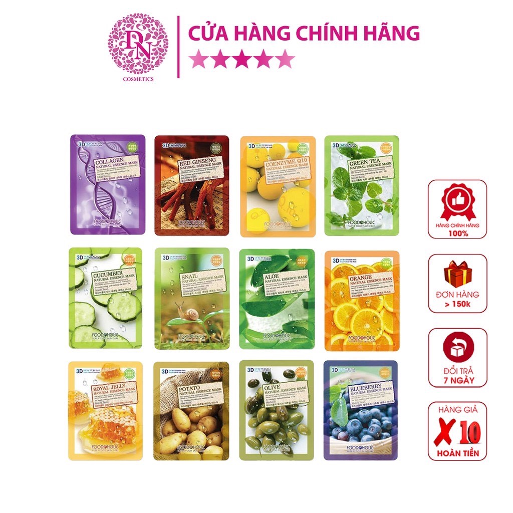 Mặt Nạ Giấy Dưỡng Da Chiết Xuất Thi&Ecircn Nhi&Ecircn 3D Foodaholic H&Agraven Quốc 23Ml