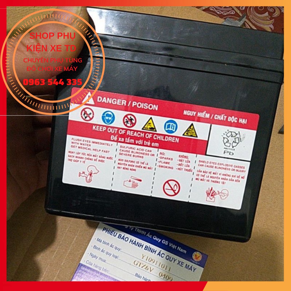 Bình Ắc Quy Khô GS GTZ6V (12V-5Ah) lắp xe ga honda