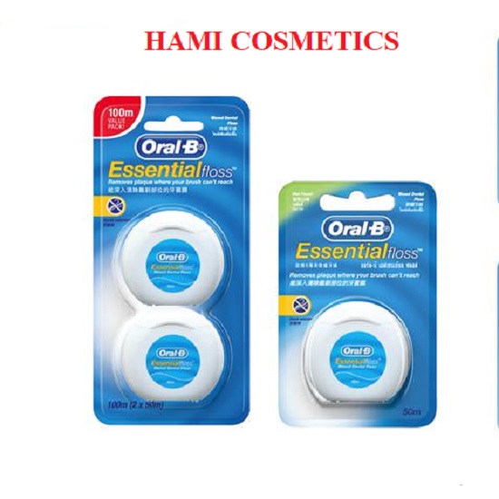 Chỉ Nha Khoa Oral - B Giúp Làm Sạch Mảng Bám Răng Hiệu Quả Bảo Vệ Nướu Ngăn Ngừa Hôi Miệng Sâu Răng Làm Oralb Essential Mint Floss - Hami Cosmetics