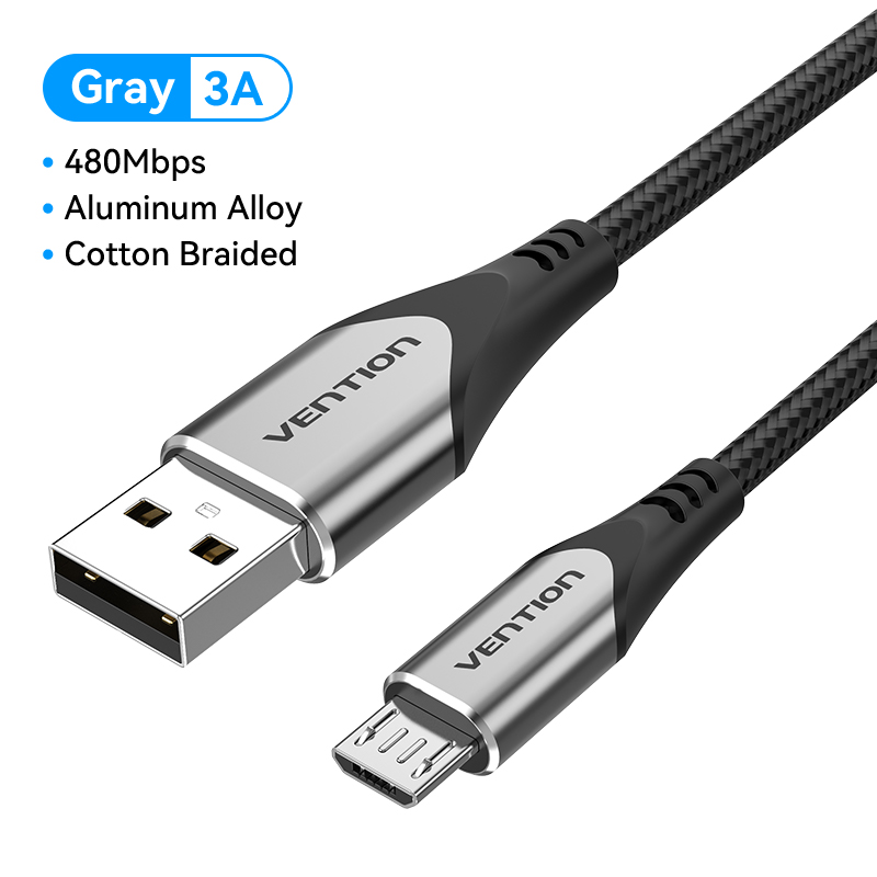 Vention Cáp sạc nhanh Micro USB 3A Nylon dây sạc điện thoại Micro USB 1M/2M/3M dành cho Samsung Xiao