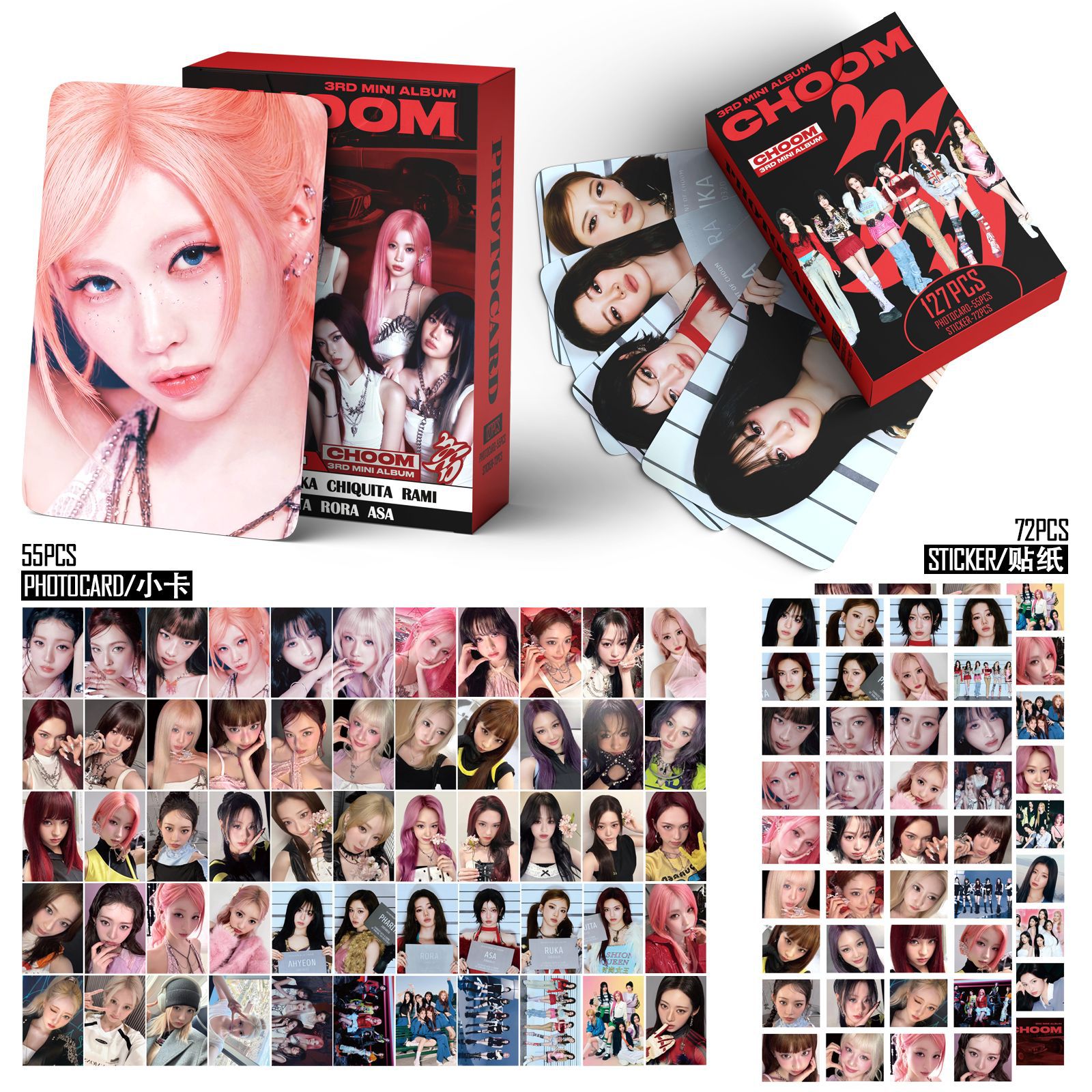 Set 55 lomo card và 72 sticker BABYMONSTER - CHOOM Mẫu 2 2026