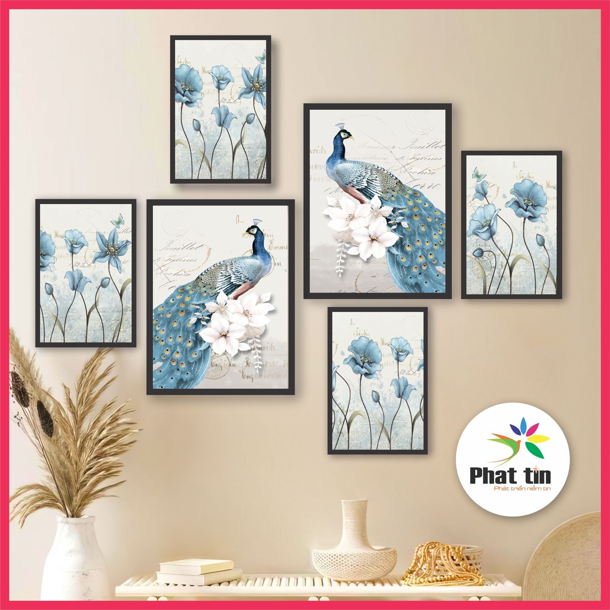 50 mẫu Set 6 tranh dán tường  hiện đại decor phòng ngủ phòng khách góc live tranh decor Phát Tín tre