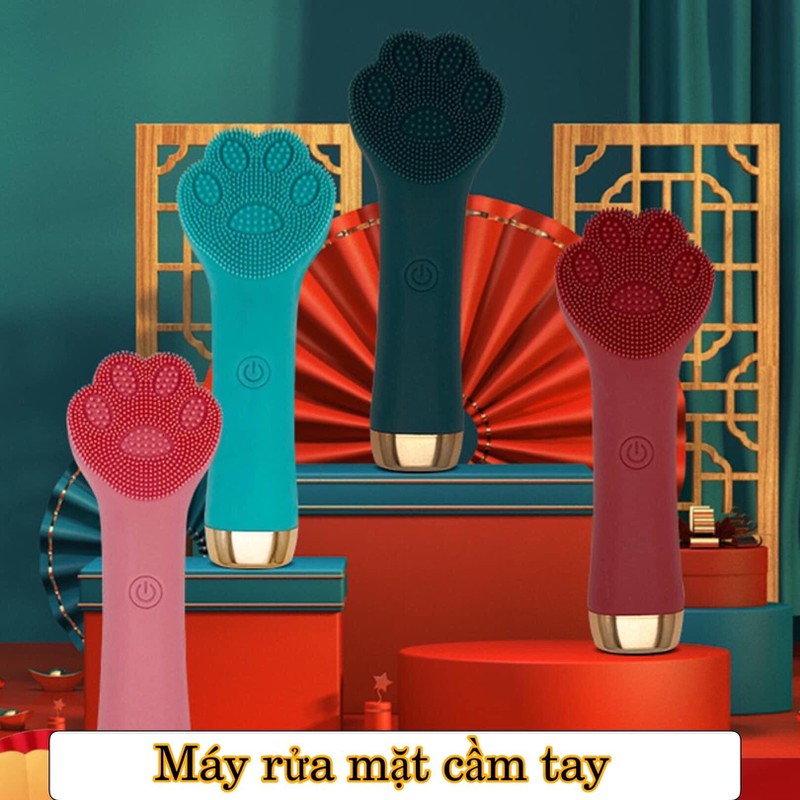 Máy Rửa Mặt Chân Mèo Dễ Thương Máy Rửa Mặt Mini Massage Da Mặt Hình Bàn Chân Mèo