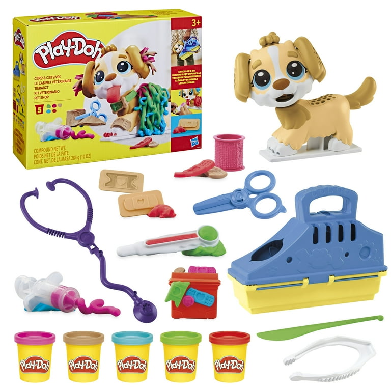 Bộ đồ chơi đất nặn thú y kèm chó đồ chơi hộp đựng Play-Doh Care n Carry Vet Playset with Toy Dog Sto