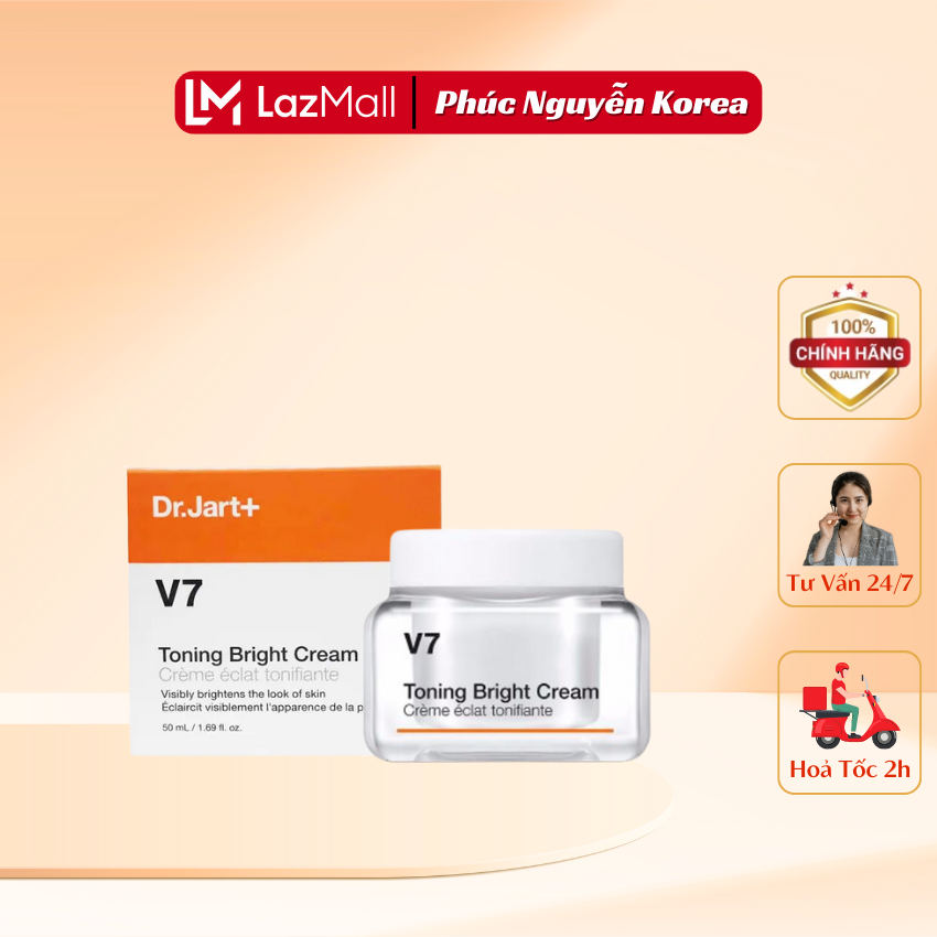 Kem Dưỡng Trắng Da V7 Toning Bright Cream  Hàn Quốc Hũ 50Gr Dưỡng Trắng Căng Bóng Nâng Tone Che Khuy