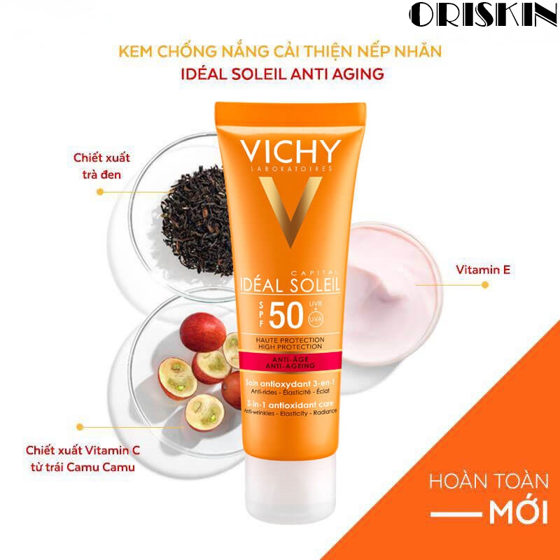 [Hcm]Vichy Kem Chống Nắng Chống Lão Hoá Và Dưỡng Da Vichy Ideal Soleil Anti Age Spf50+ 50Ml