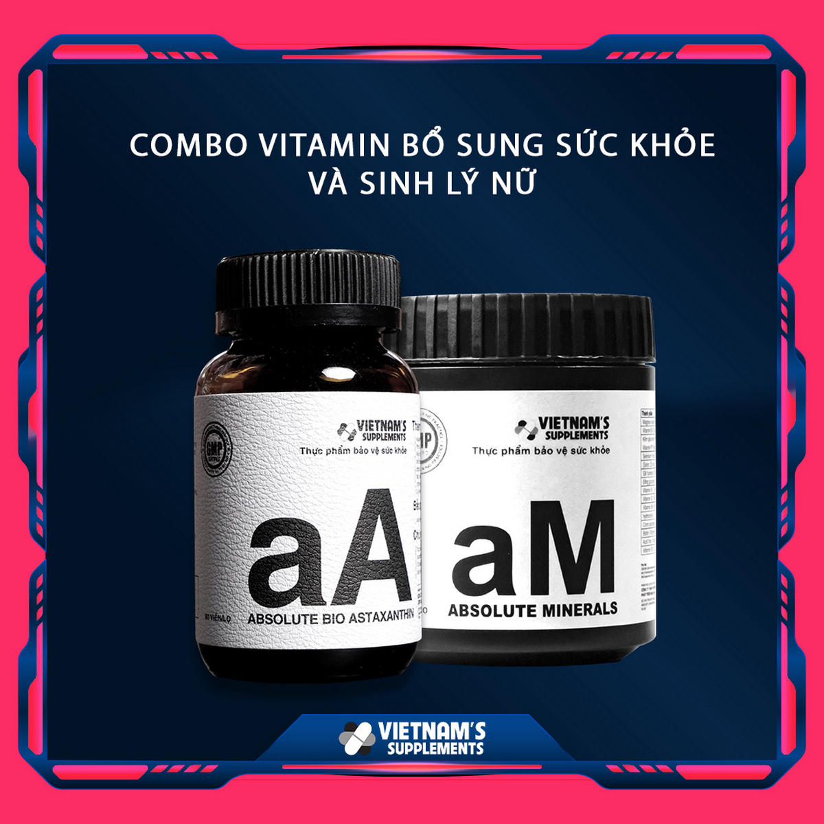 Combo Vitamin Bổ Sung SK Và Sinh Lý Nữ Absolute Minerals + Absolute Bio Astaxanthin - Vietnams Supplements
