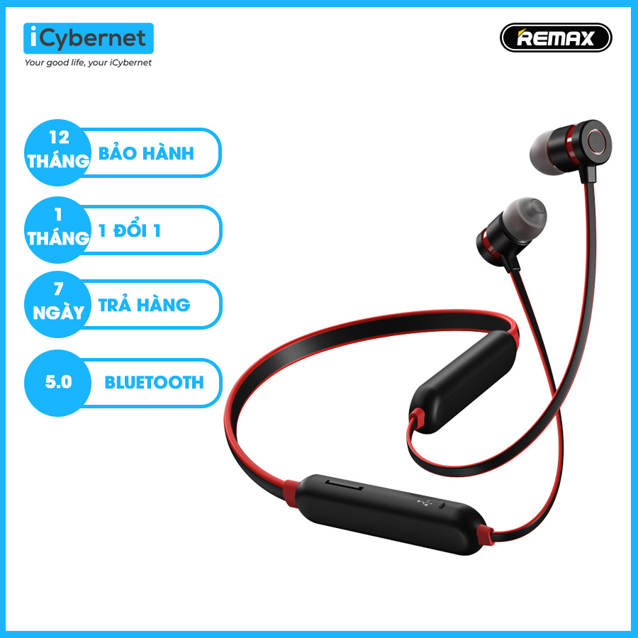 Tai nghe Bluetooth thể thao đeo cổ Remax RX-S100 nhỏ gọn êm tai siêu nhẹ chống thấm mồ hôi chống rơi