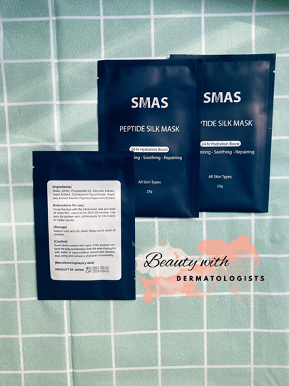 [Hcm]Mặt Nạ Tơ Tằm Peptide Silk Mask Smas – 25G - Xuất Xứ: Nhật Bản - 24 Giờ Duy Trì Cấp Ẩm Mạnh Giúp Dưỡng Ẩm - Làm Mềm Mượt - Tăng Cường Hàng Rào Bảo Vệ Da