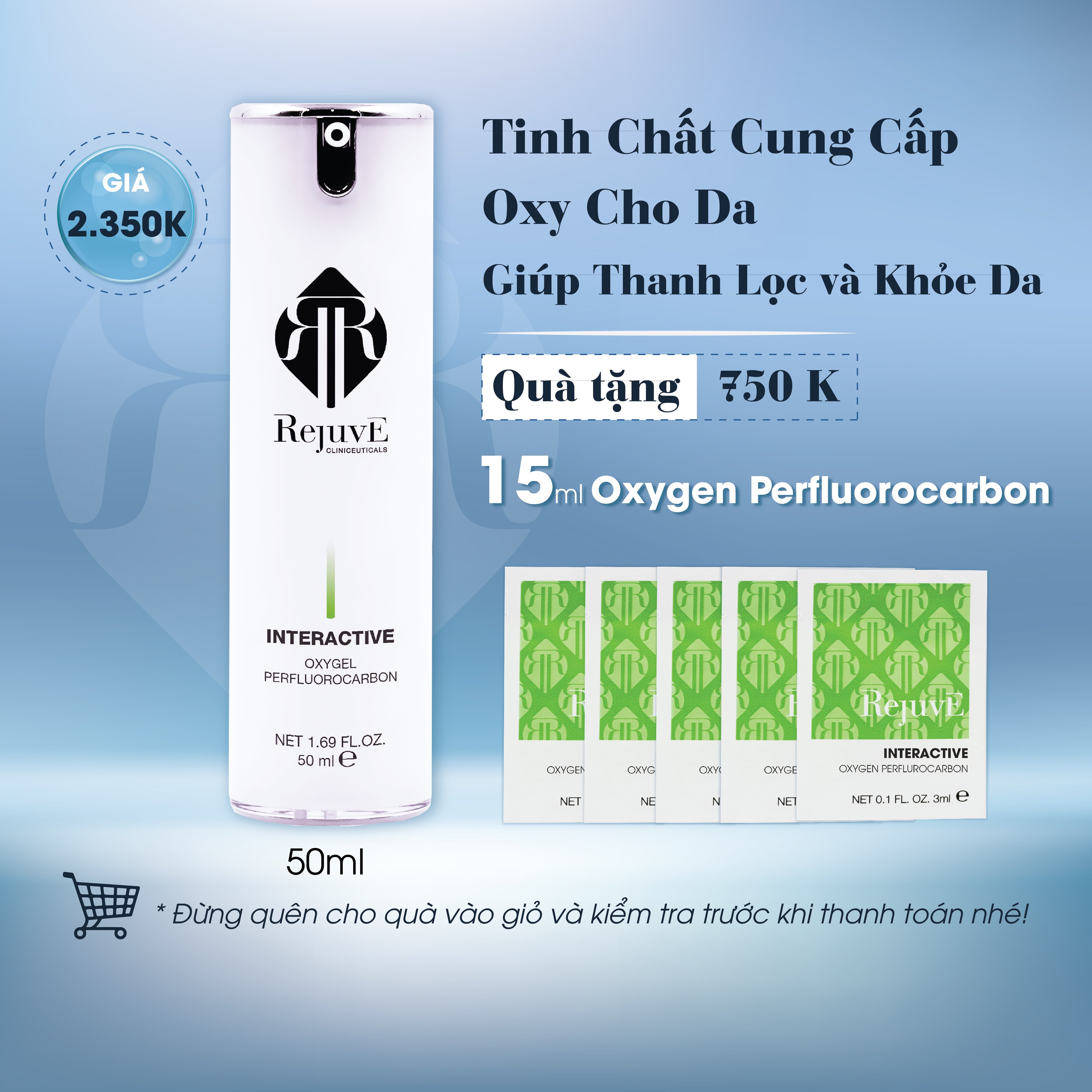 [Hcm]Tinh Chất Cung Cấp Oxy Cho Da Giúp Thanh Lọc Và Khỏe Da Rejuve Interactive Oxygel Perfluorocarbon (50Ml)