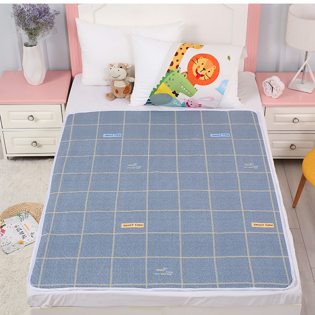 Tấm lót chống thấm cho bé Thảm lót chống thấm 3 lớp size to cho bé 80x120CM ALLIN