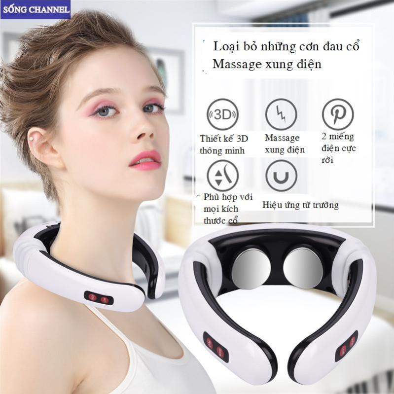 Máy Matxa Cổ Vai Gáy 3D 5 Chức Năng - Đai Massage Thư Giản Xung Nhiệt Cao Cấp Giảm Nhức Mỏi Giảm Stress