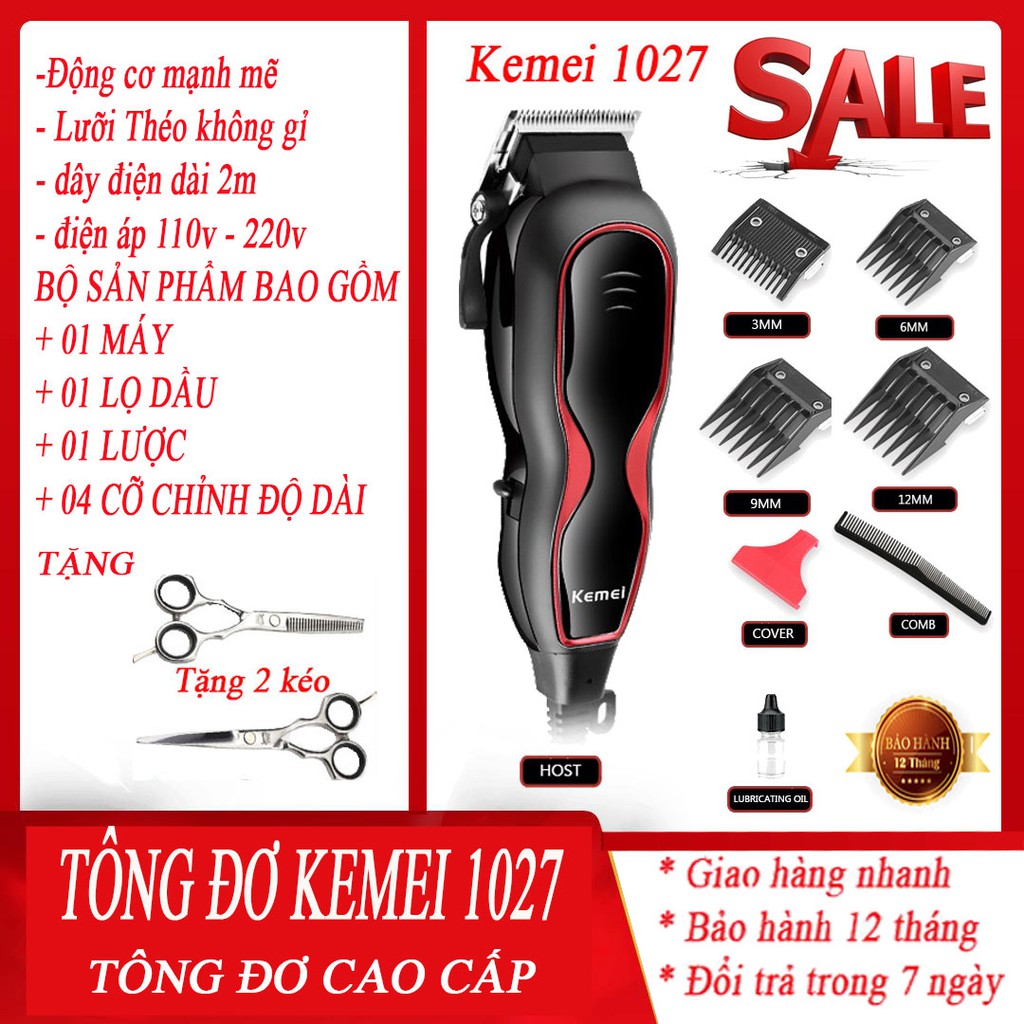 Tông Đơ Cắt Tóc Kemei Km - 1027 Hàng Nhập Khẩu Chất Lượng Bảo Hành 1 Năm ? Siêu Hot?