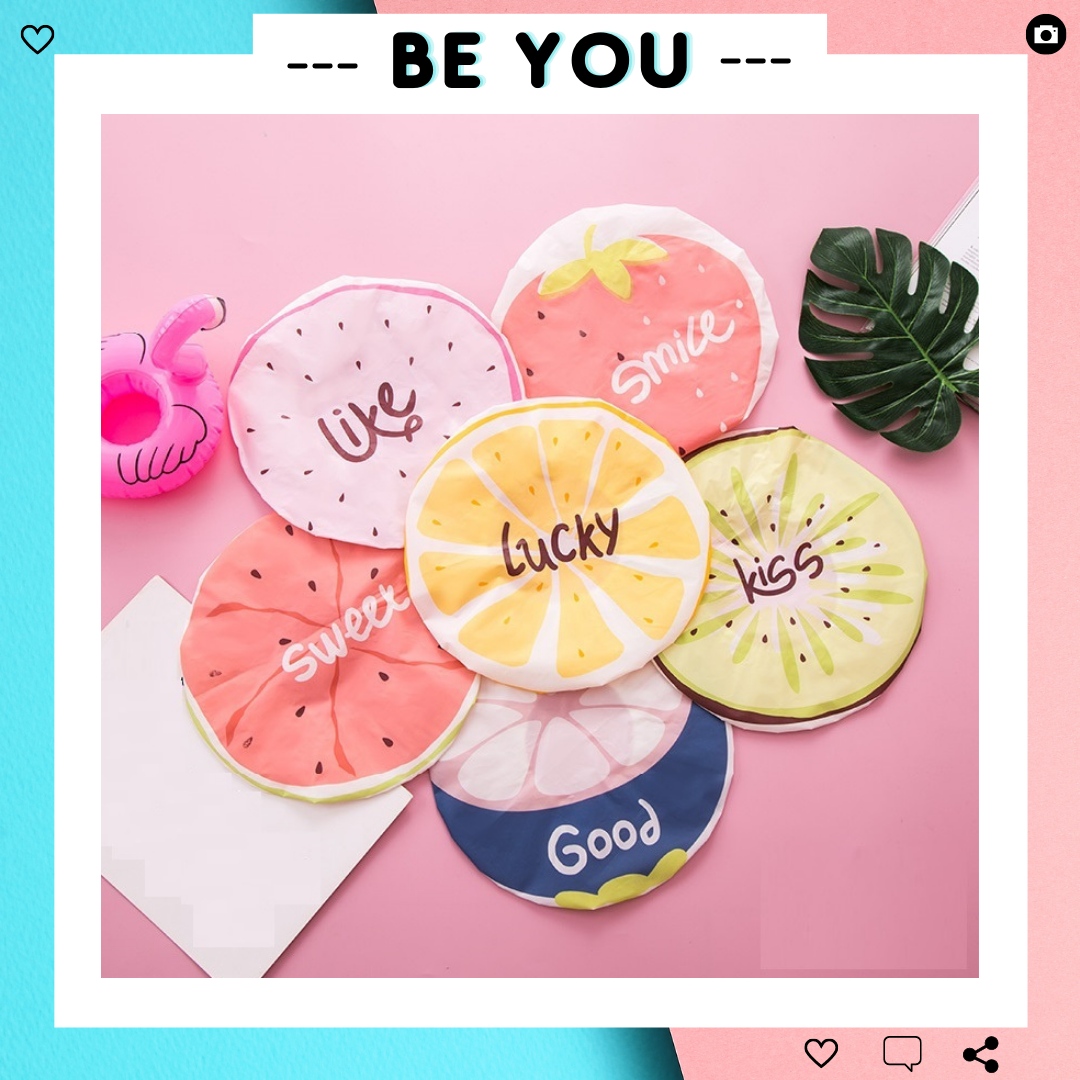 Mũ Trùm Đầu/ Trùm Tóc Chống Thấm Nước Khi Tắm Hoặc Ủ Tóc Thời Trang – Họa Tiết Trái Cây – BE YOU ( Được Chọn Màu )