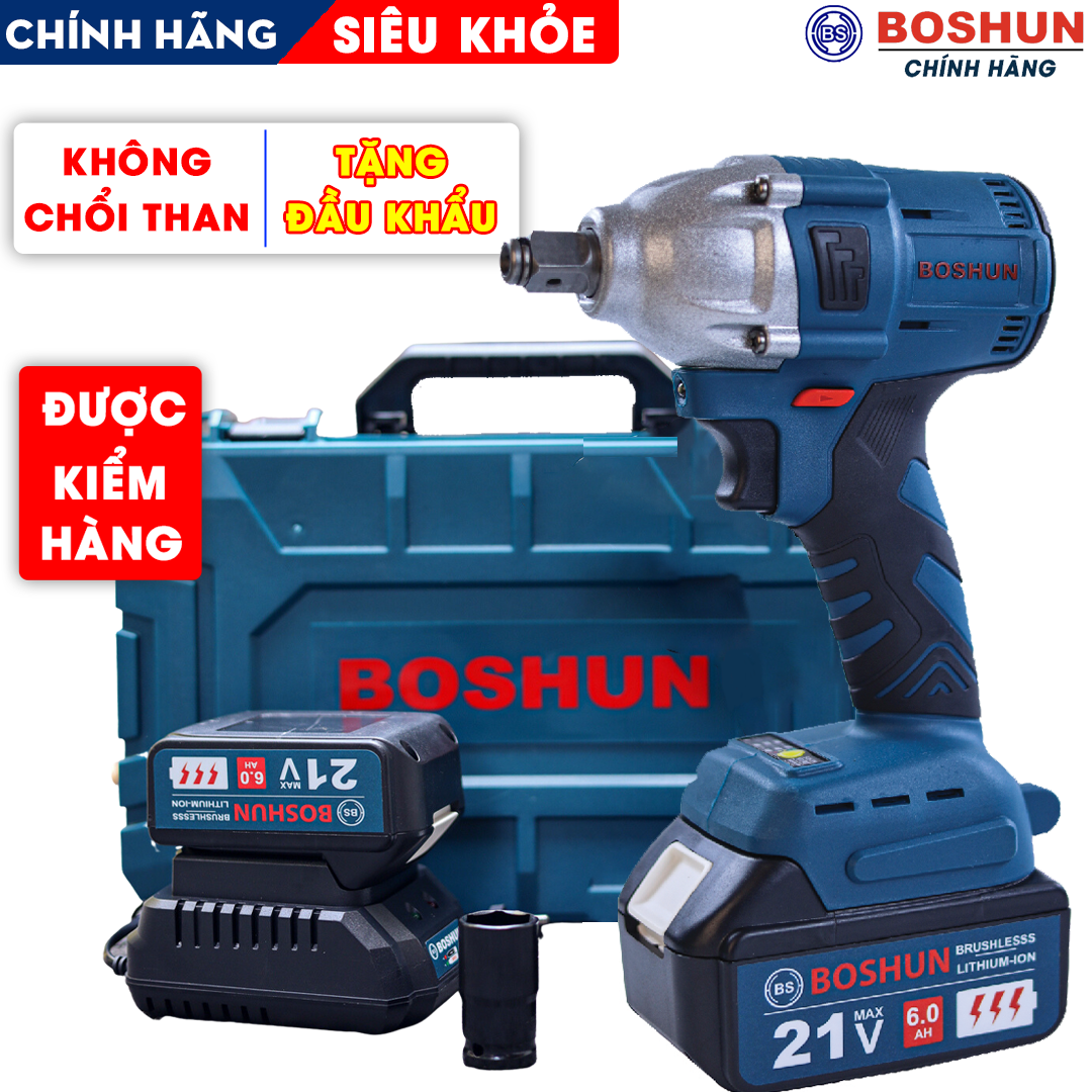 [KHÔNG CHỔI THAN] Siết Bulong Boshun 330N Chính Hãng Siêu Khỏe - Vặn Ốc Xe Tay Ga Ô Tô - Máy Siết Ốc