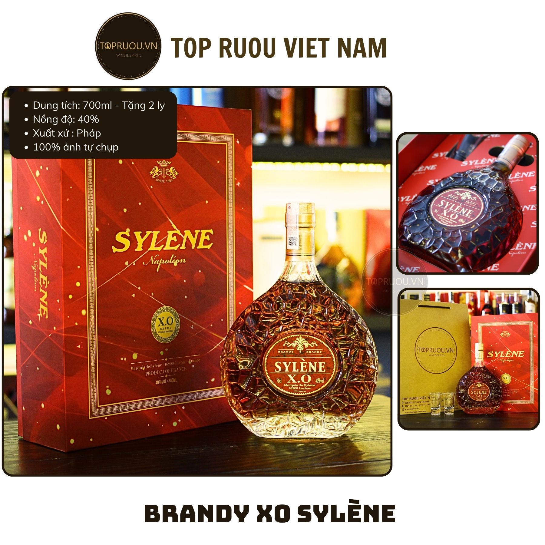 Rượu Brandy XO Naopoleon  Sylène - Napoleon Parisennes  -  Napoleon Delux [Hàng Thật][TopRuouVietNam