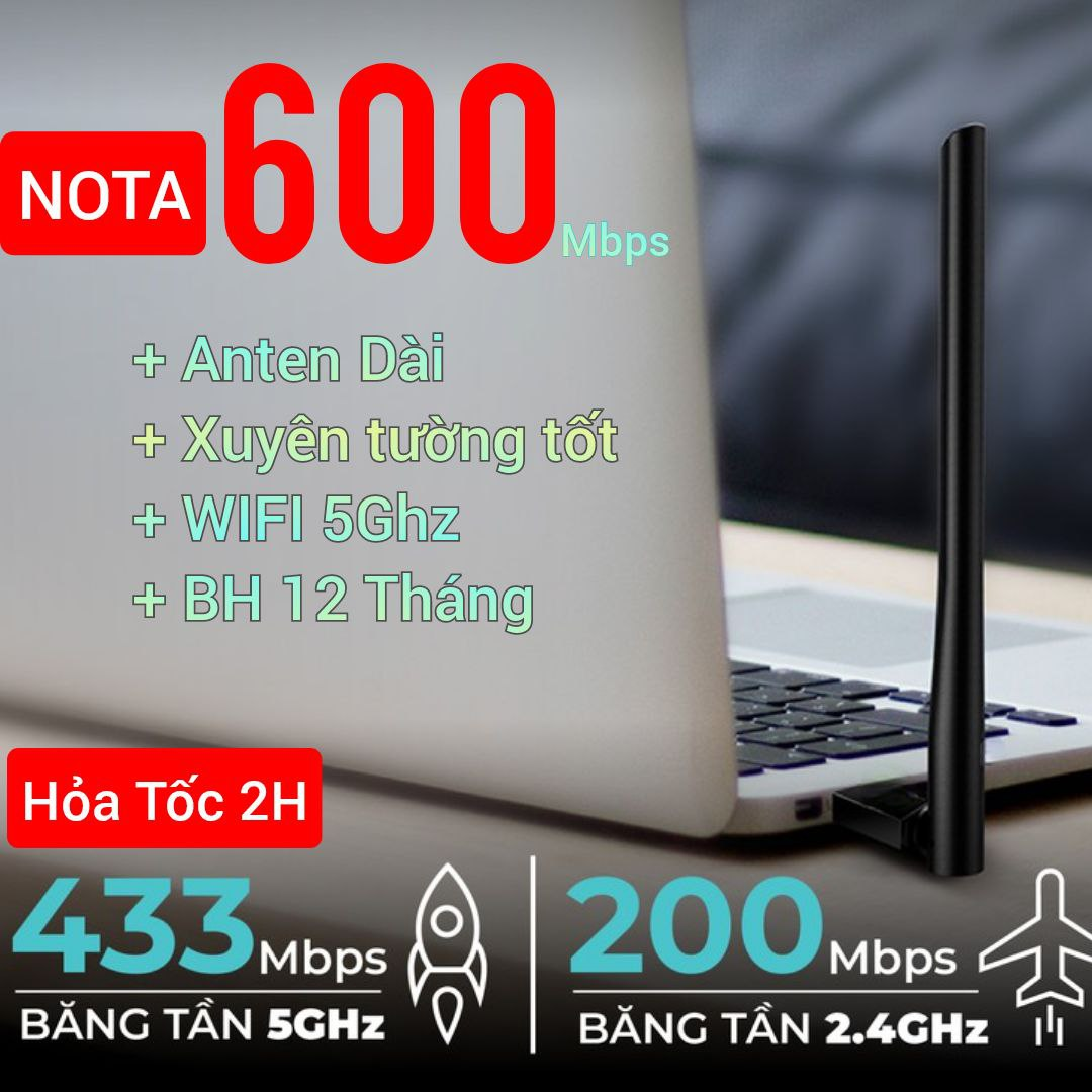 [Hỏa Tốc] USB WiFi 6 5400Mbps USB NOTA tốc độ cao Adapter Wifi 6 AX giúp thu sóng WiFi 5Ghz cho Lapt