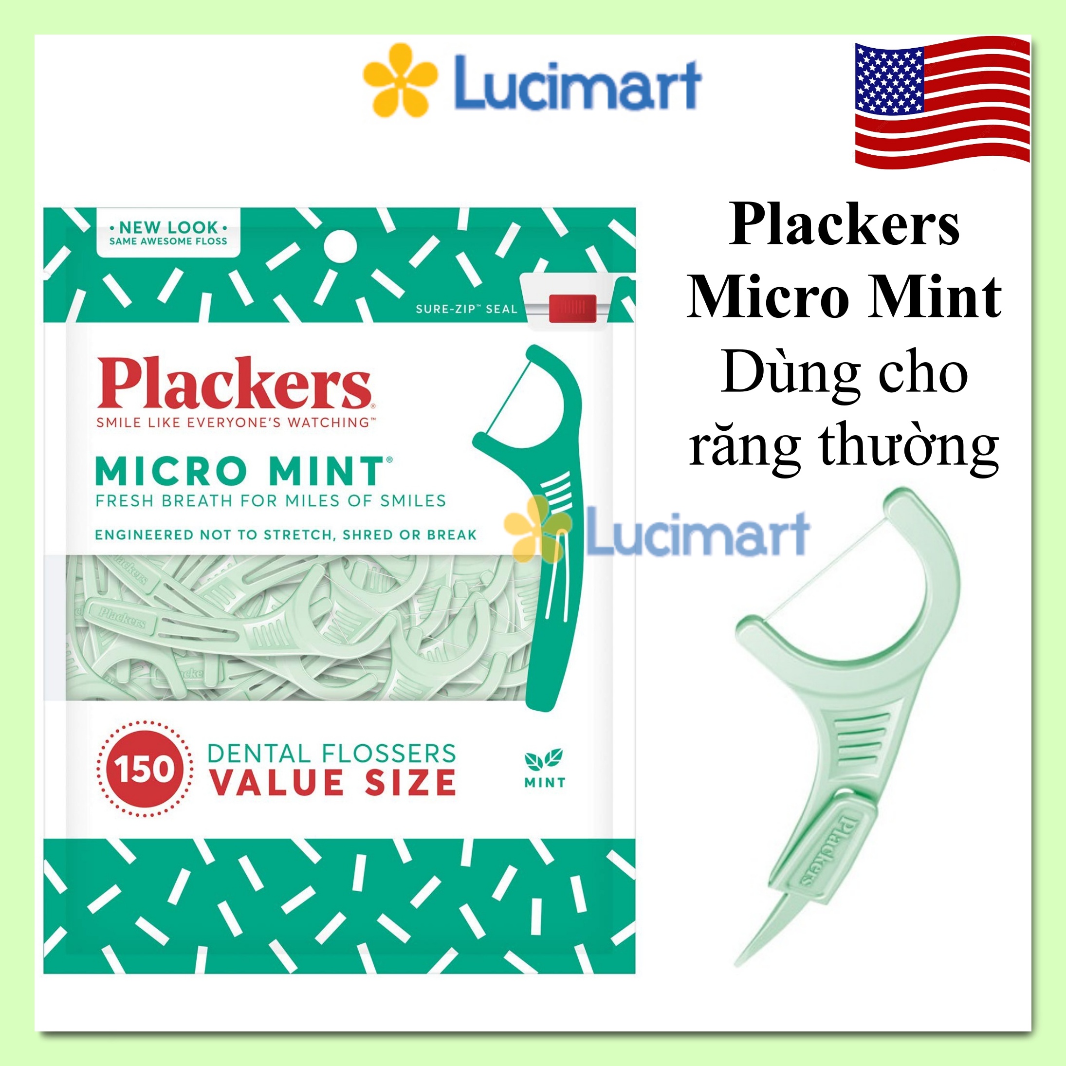 Tăm Chỉ Nha Khoa Plackers Micro Mint Dental Floss Picks [Hàng Mỹ]