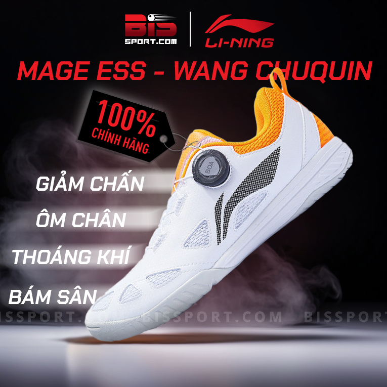 Giày Cầu Lông Bóng Bàn Lining Mage Ess - Wang Chuqin Trắng Cam Chính Hãng - Bứt Phá Tốc Độ Chinh Phụ