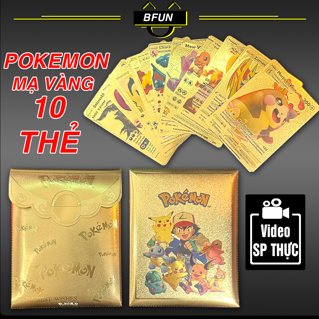 Thẻ Bài Pokemon Mạ Vàng TCG LOẠI TỐT DẺO- Bài Pokemon Mạ Vàng Hiếm Board Game Vmax - Đồ Chơi Trẻ Em Cho Bé Trai Bé Gái Bộ Sưu Tập Thẻ Bài Bfun