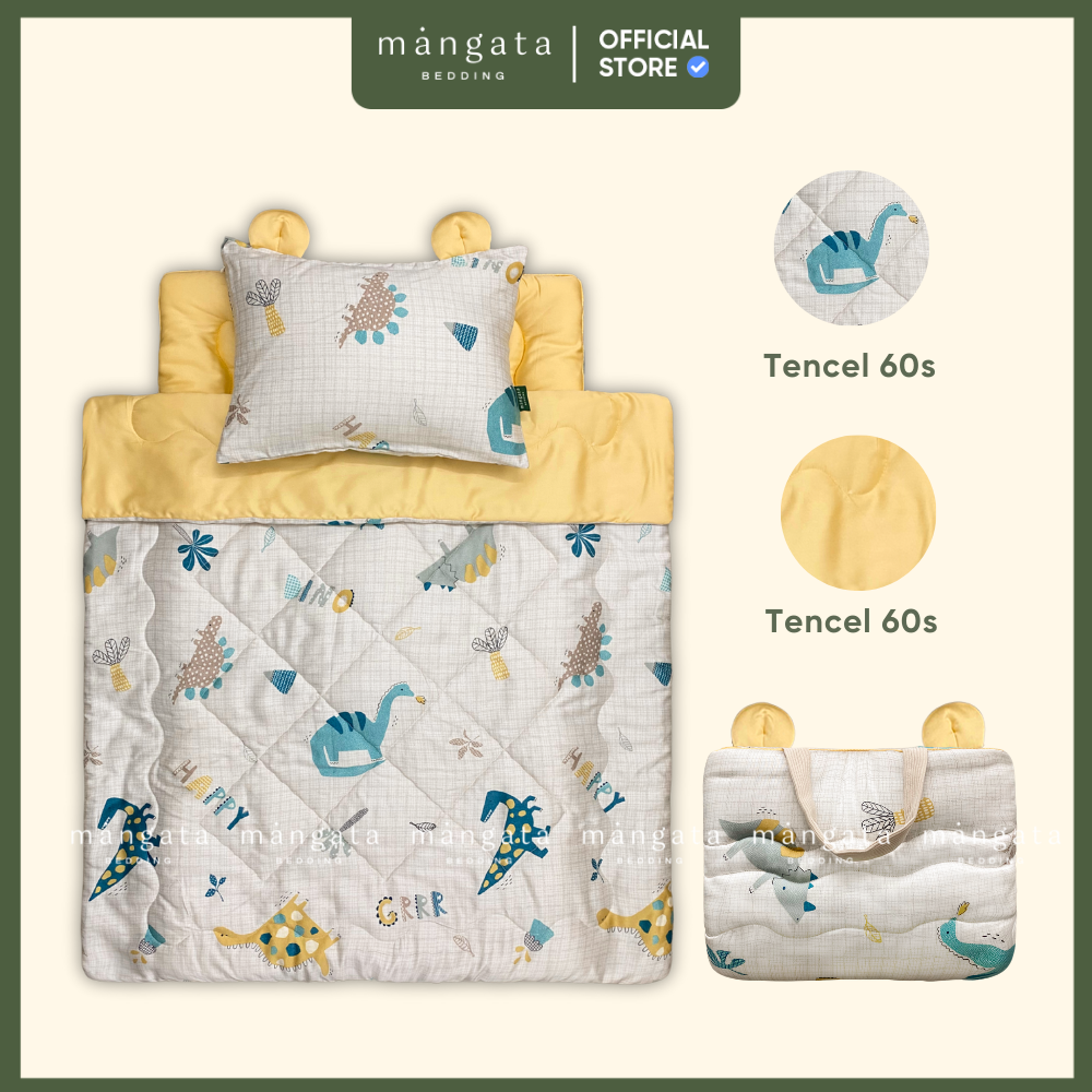 [Chăn to hơn đệm] Bộ chăn gối cho bé mầm non Mangata Bedding gấp gọn 5 trong 1 size 70x120cm 70x140c
