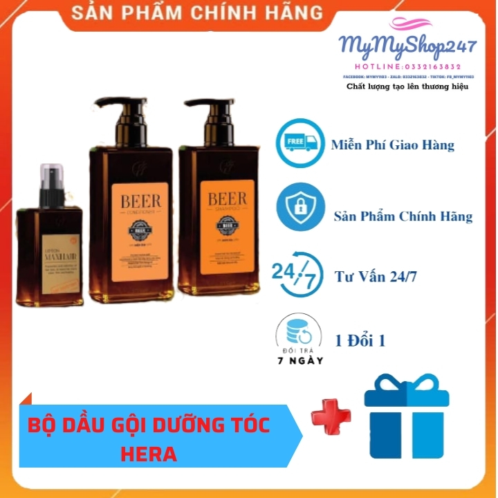 Dầu Gội [Free Ship] Dầu Gội Loại Bỏ Gàu Hết Rụng Tóc - Bộ 3 Siêu Phẩm Chăm Sóc Tóc Từ Men Bia Tươi.