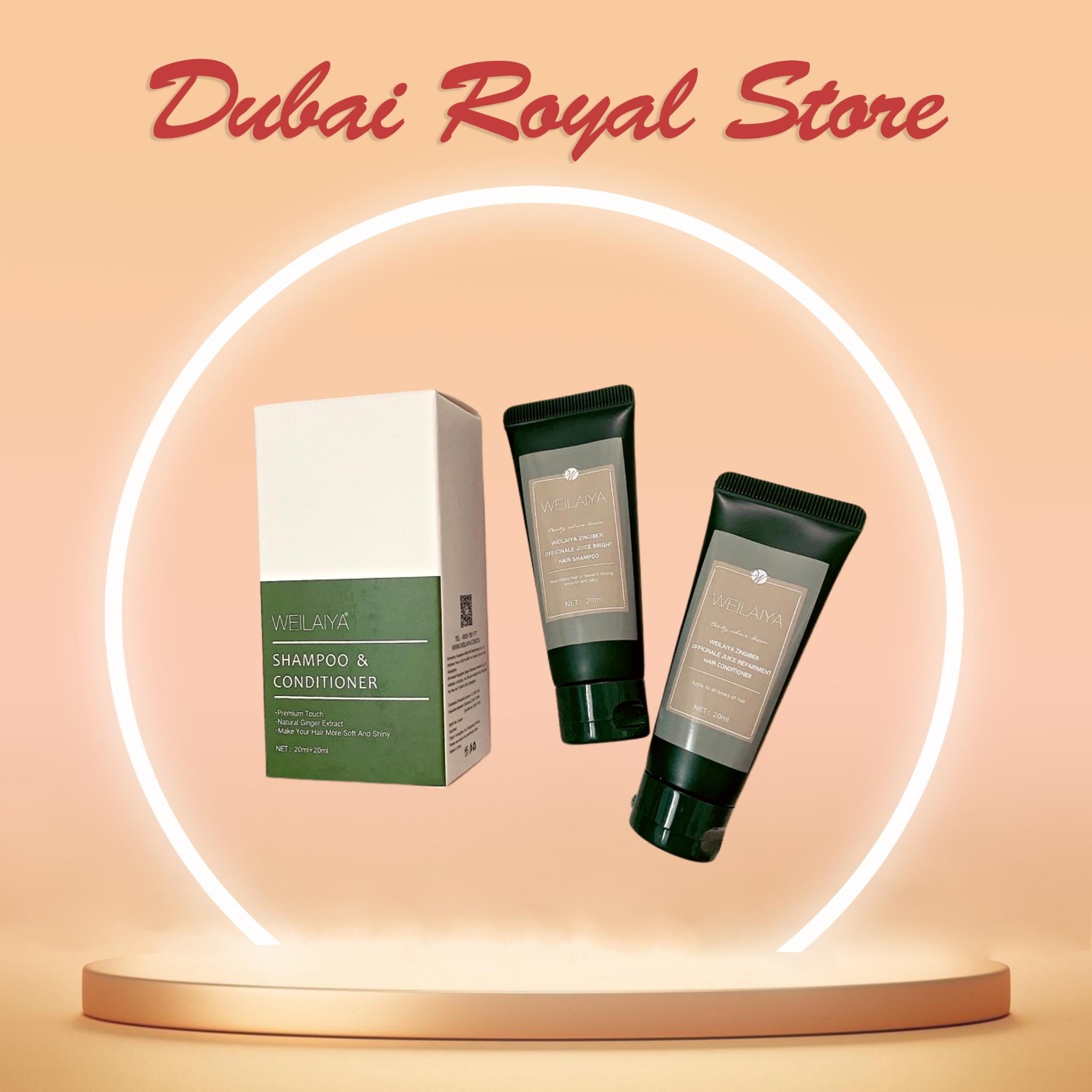 Bộ dầu gội gừng hà thủ ô Weilaiya kích mọc tóc Mini size tem nâu (gội 20ml + xả 20ml)