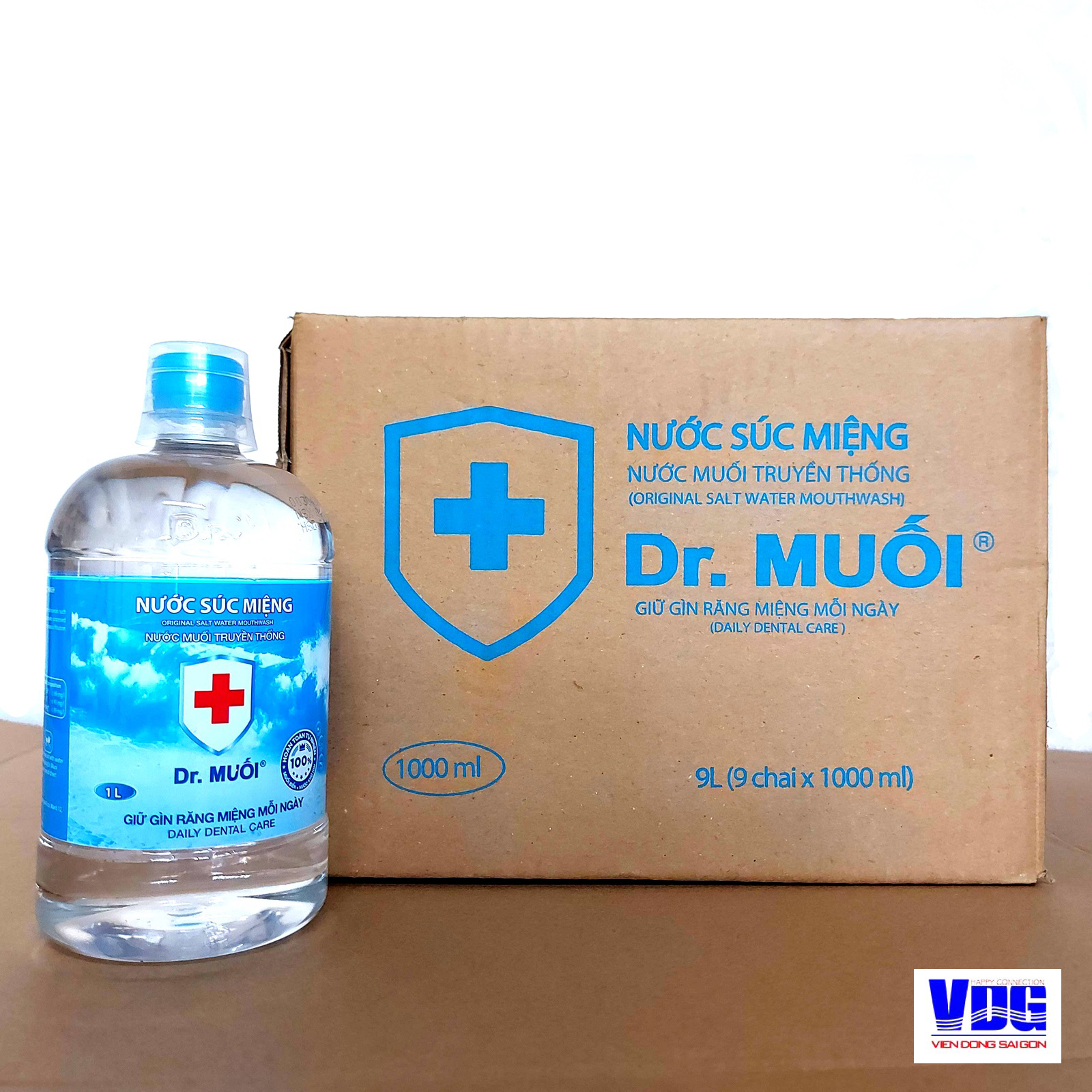 [Hcm]1 Thùng 9 Chai Nước Súc Miệng Dr. Muối Truyền Thống 1000Ml