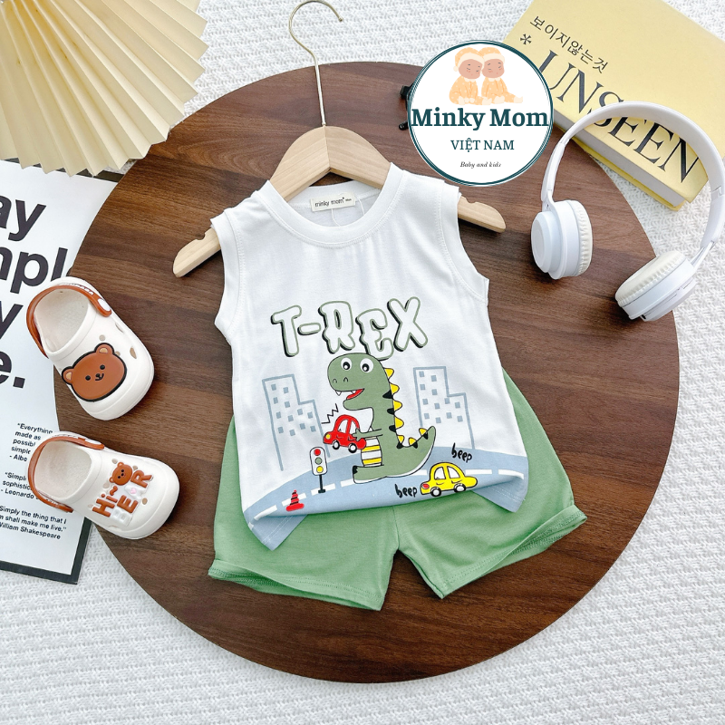 Bộ quần áo ba lỗ cho bé trai, bé gái 0-8 tuổi (8-27 kg), hiệu Minky mom vải thun lạnh - Mã: BL-in78