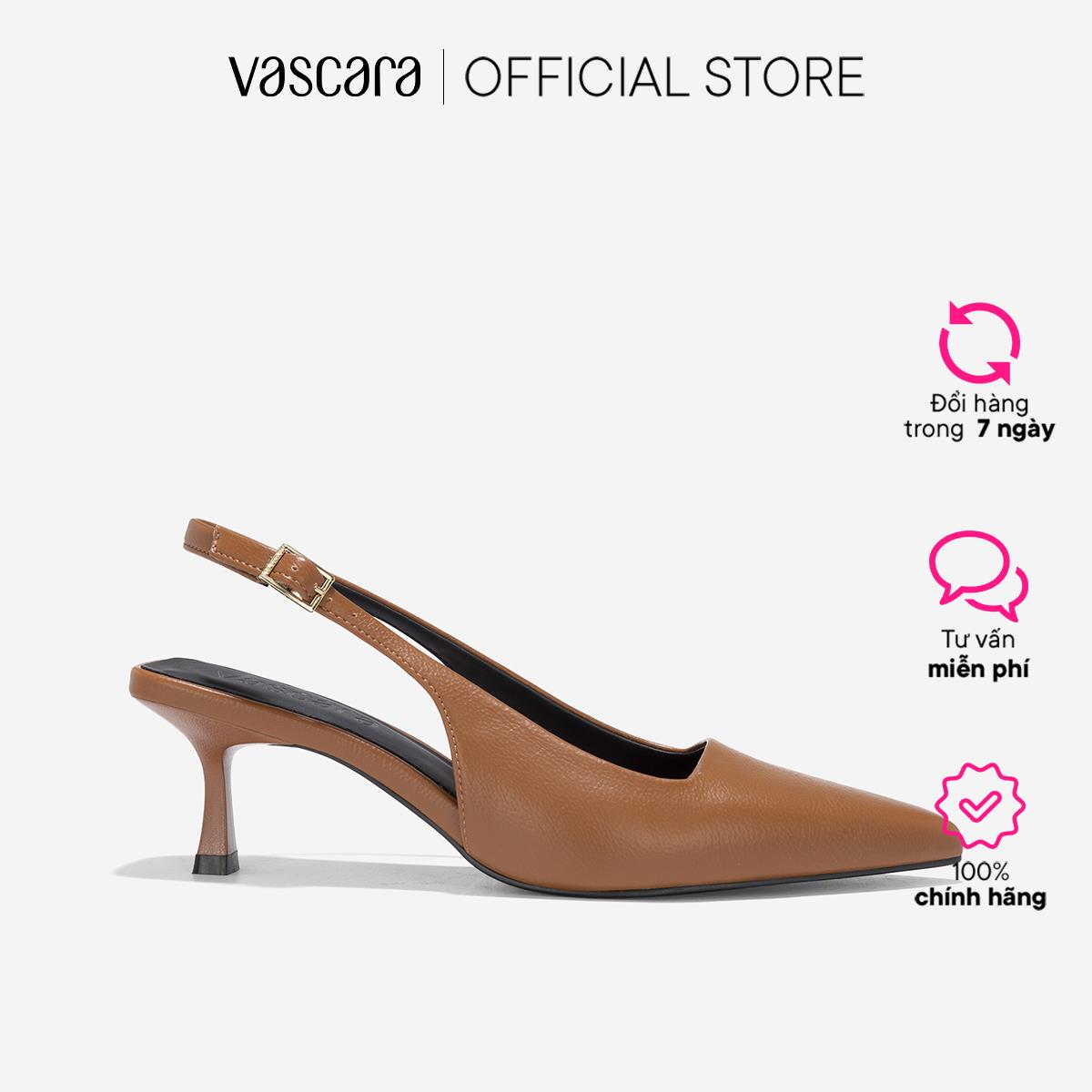 [Voucher 10%] Vascara Giày spool heel slingback mũi nhọn - BMN 0652