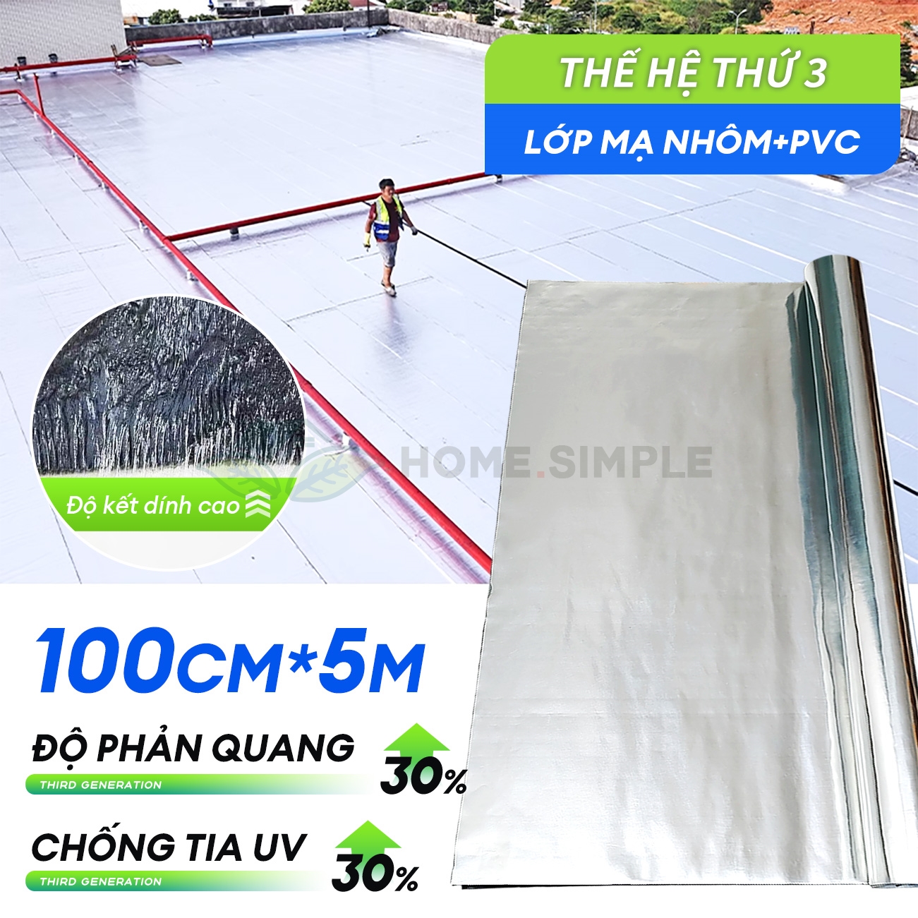 MÀNG CHỐNG THẤM PVC Khắc phục dột mái sau bão(YAGI) Băng Keo Chống Thấm Cuộn 5 mét Rộng Khổ Lớn Chốn