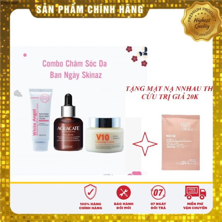 [Giá Sỉ + Quà Tặng] Bộ Mp Dưỡng Trắng Da Ngày Và Đêm Skinaz [Chính Hãng Freeship] Kem V10 Tinh Chất Bơ Kem White Angel