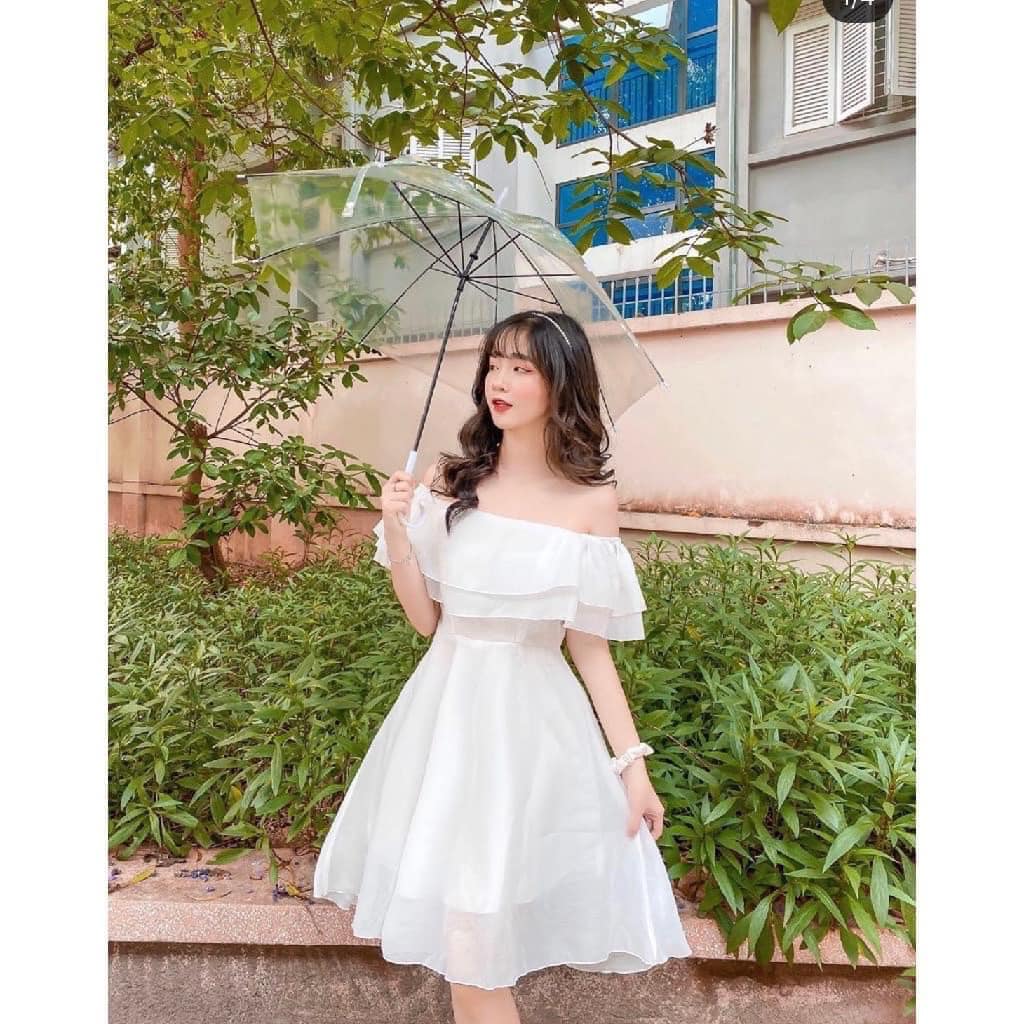 Đầm nữ thiết kế trắng dễ thương voan nhún ngực mặc dự tiệc dạo phố xinh như  công chúa - Đầm, váy nữ | ThờiTrangNữ.vn