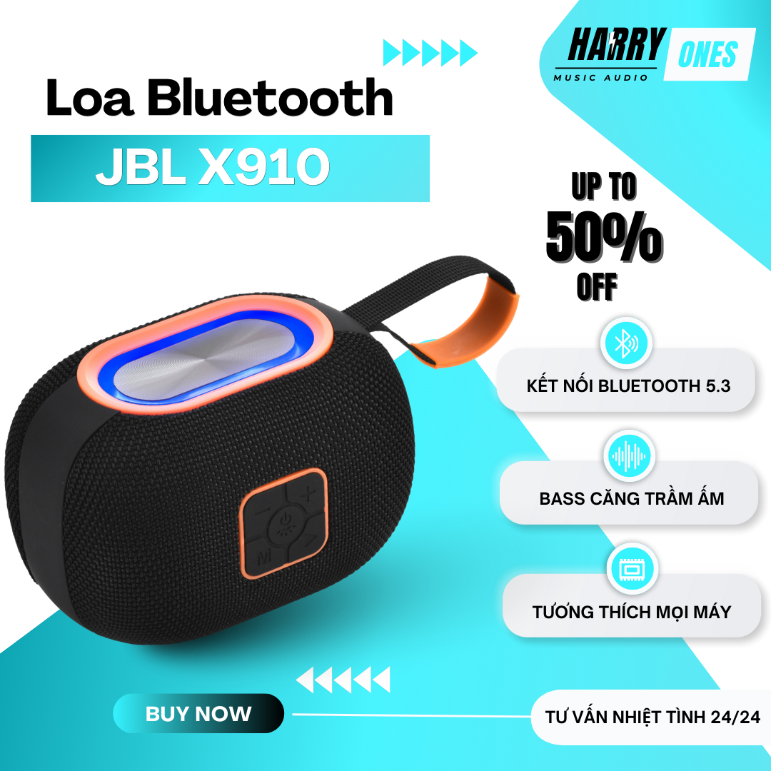 ( Siêu Phẩm }Loa Di Động Cầm Tay Super Bass  Loa Bluetooth JBL X910  Loa Mini siêu trầm bass cực căn