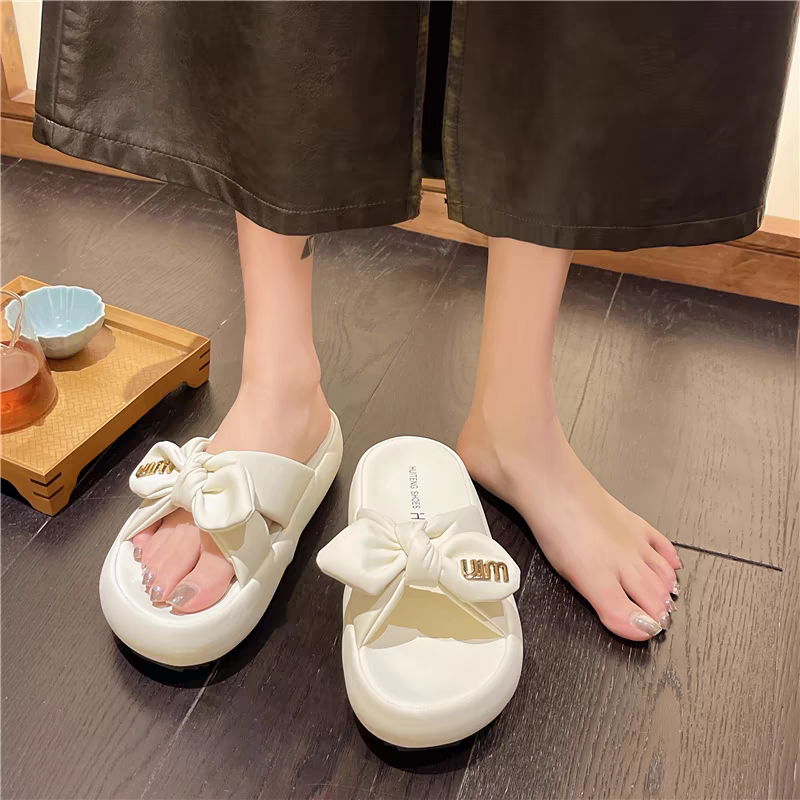 LOẠI 1-QUAI PHỒNG Dép Nữ Nơ Xinh Mùa Hè Mã BR NOMIN Đế Bằng Cao 3cm Bọc Da Êm Chân Mềm Quai Chéo Đẹp