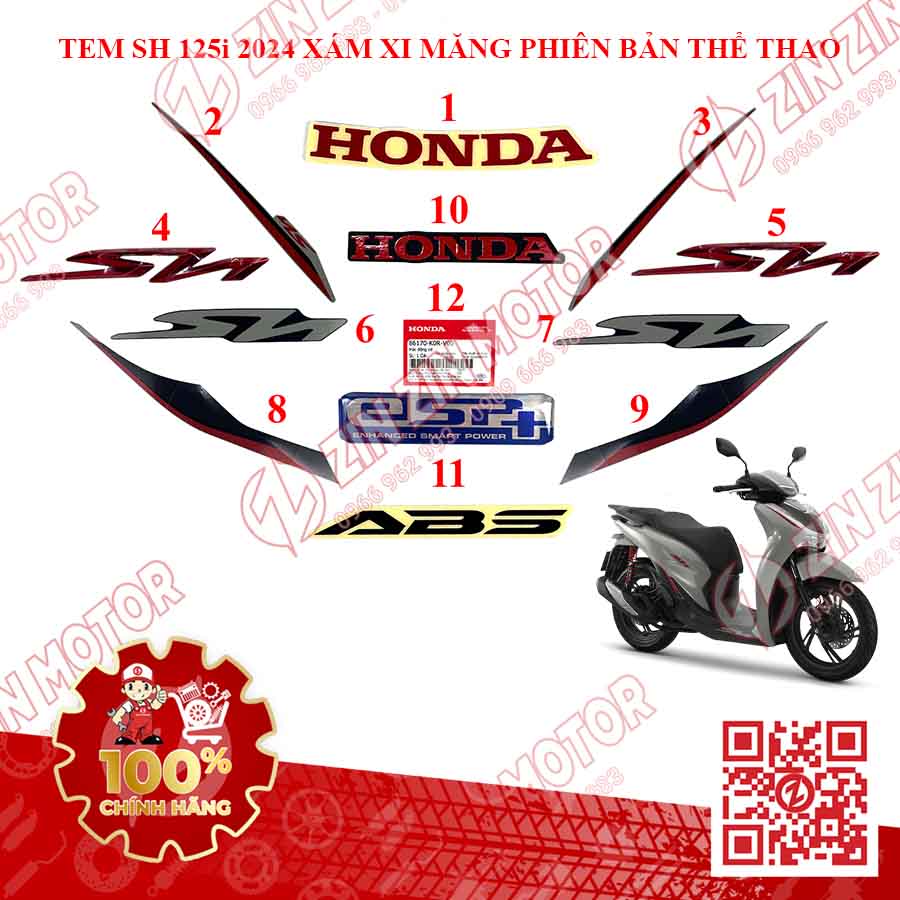 Tem Xe SH 2024 Tem SH 160i SH160i Tem Xe SH 125i SH125i 2024 Đủ Màu Chính Hãng - ZZM