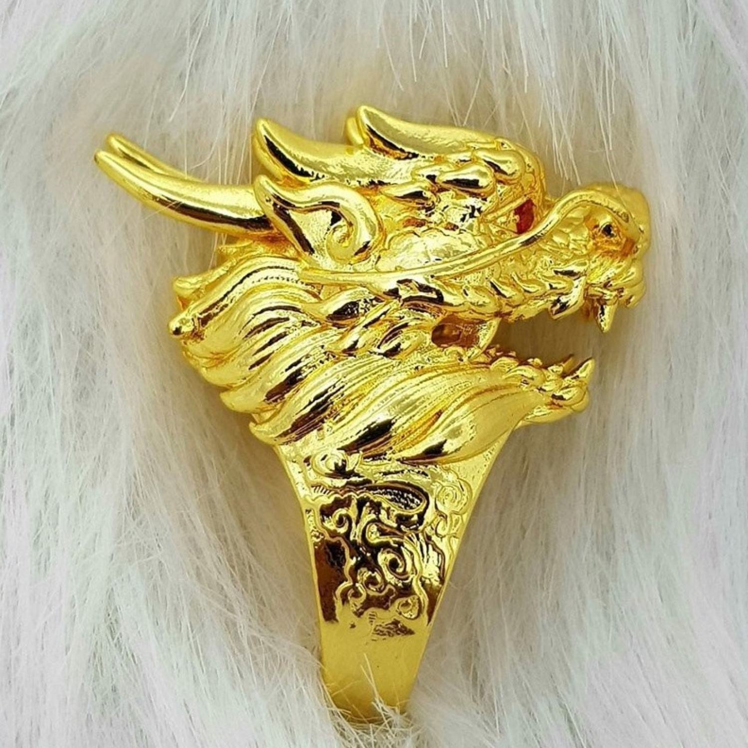 Nhẫn nam đầu rồng mạ vàng 18k