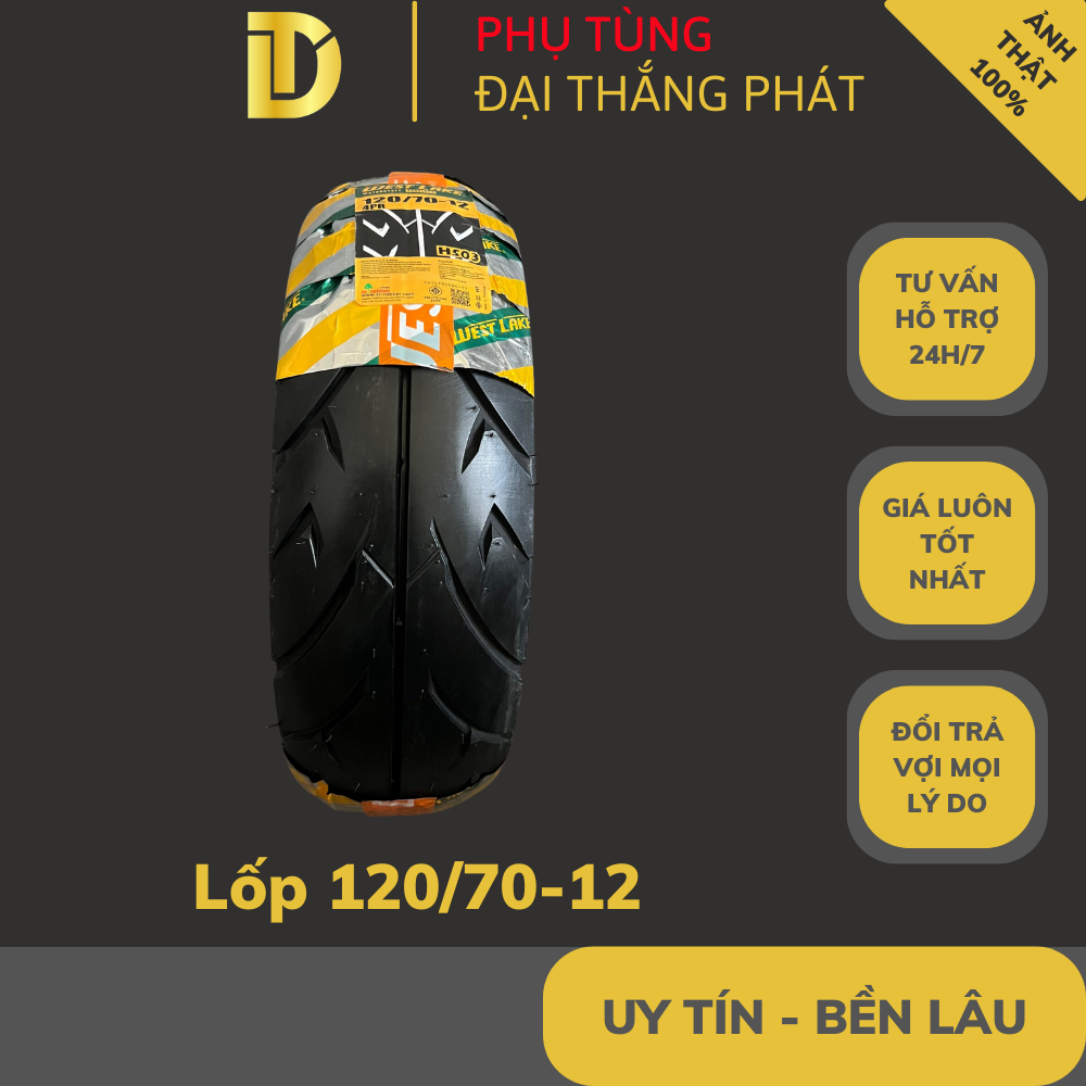 Vỏ lốp xe máy 120/70-12 H503 chính hãng West Lake Thái Lan (Lốp không săm)
