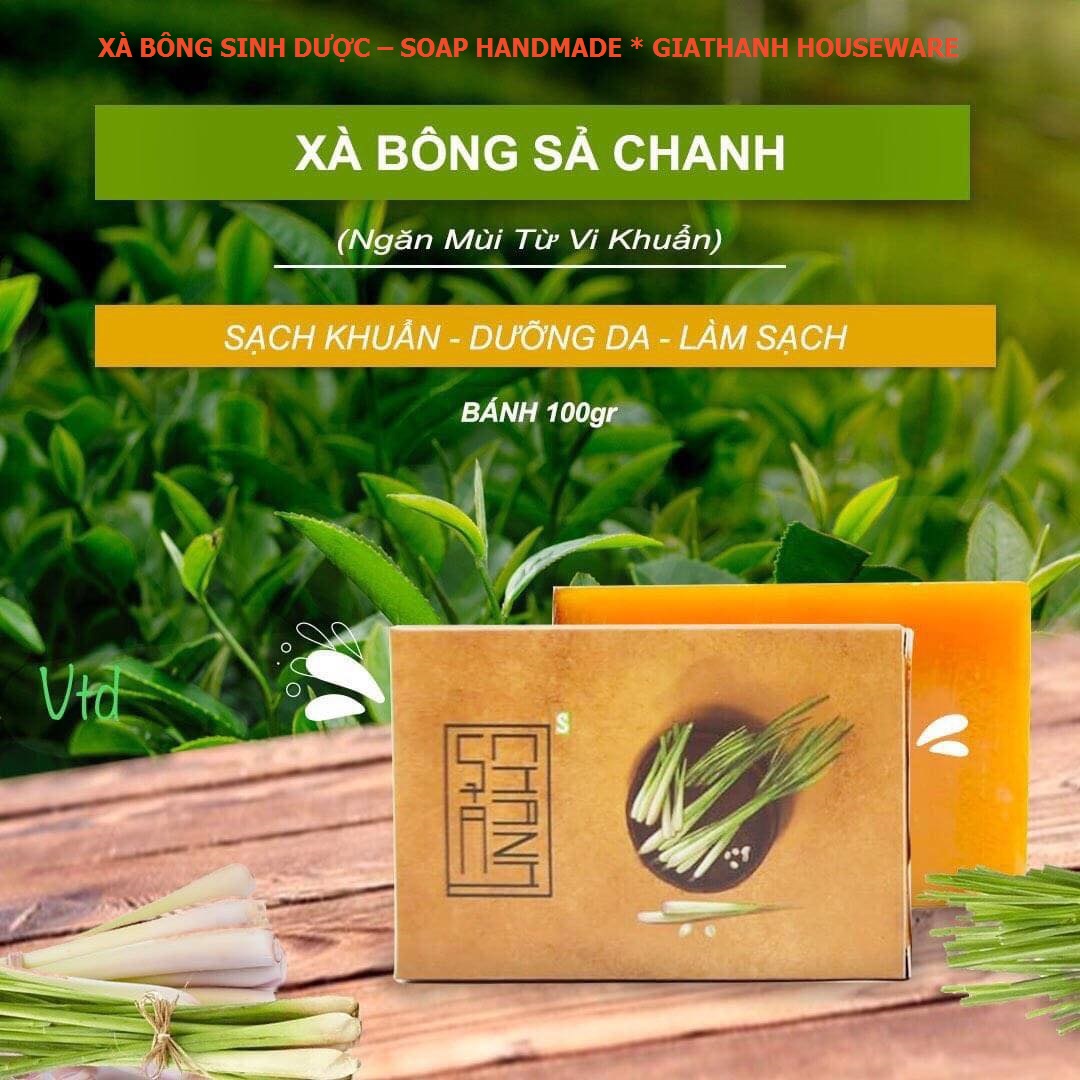 Xà Bông Sinh Dược Sả Chanh 100Gr Xà Bông Thảo Mộc Hương Tinh Dầu Sả Chanh Dễ Chịu Làm Sạch Lỗ Chân Lông Giúp Mát Da Chống Côn Trùng Chống Viêm Làm Sạch Da Nhẹ Nhàng Và Sát Khuẩn Cho Làn Da Se Dịu Những Làn Da Đang Bị Mụn