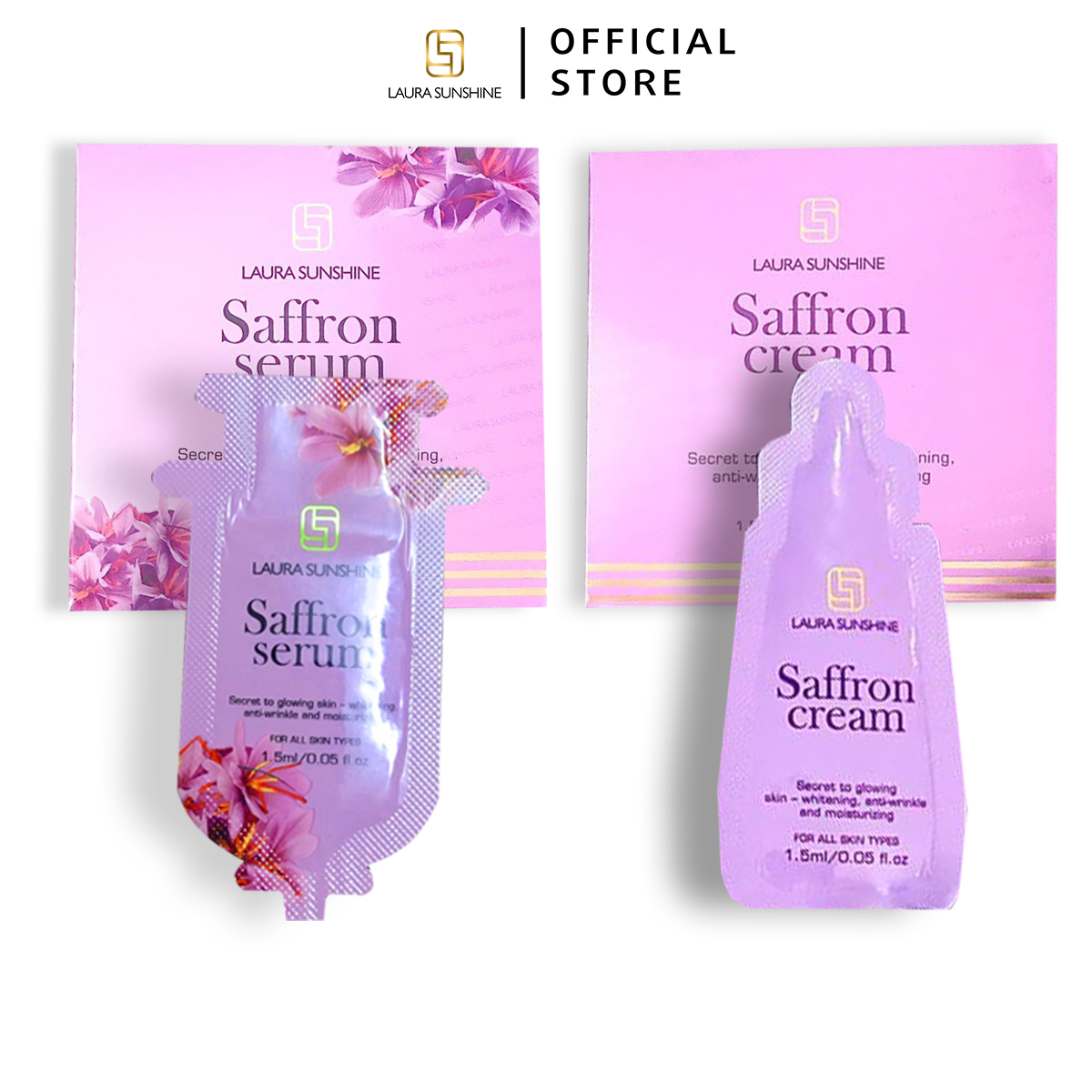 [Hcm]Bộ Sản Phẩm Dưỡng Da Kem Dưỡng Và Serum Tinh Chất Nhuỵ Hoa Nghệ Tây Laura Sunshine Dưỡng Da Trắng Hồng Bản Mini
