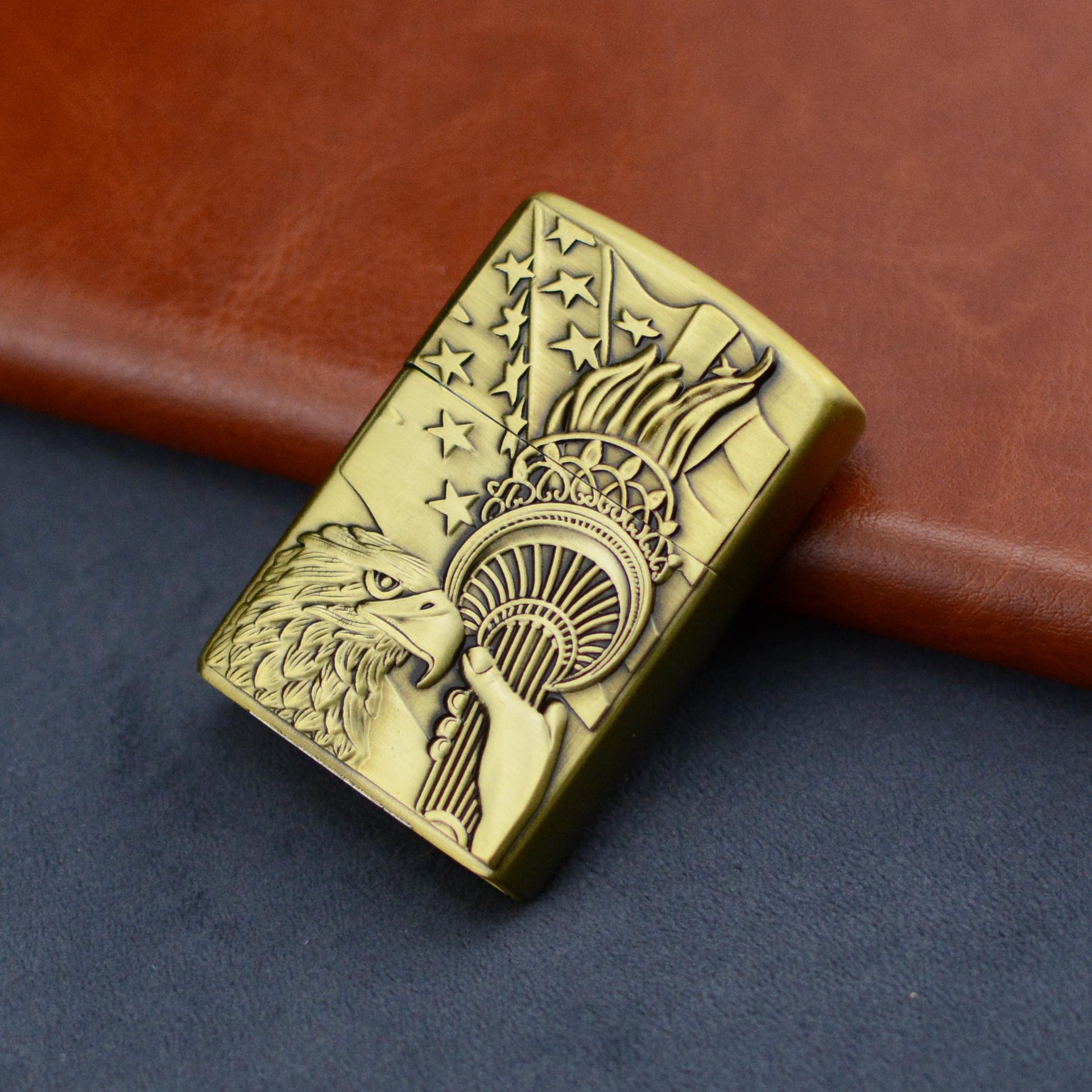 Bật Lửa Zippo Gas Đá Chim Đại Bàng Mỹ Biểu Tượng Tự Do ( Xài Gas ) Hộp Quẹt Gas Đá