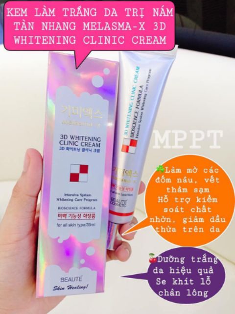 Kem Tnám Tàn Nhang Melasma 3D Whitening Clinic Cream