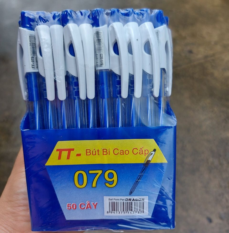 Hộp 50 Cây bút bi cao cấp mực xanh ngòi 0.7mm TT-079 DRAGON