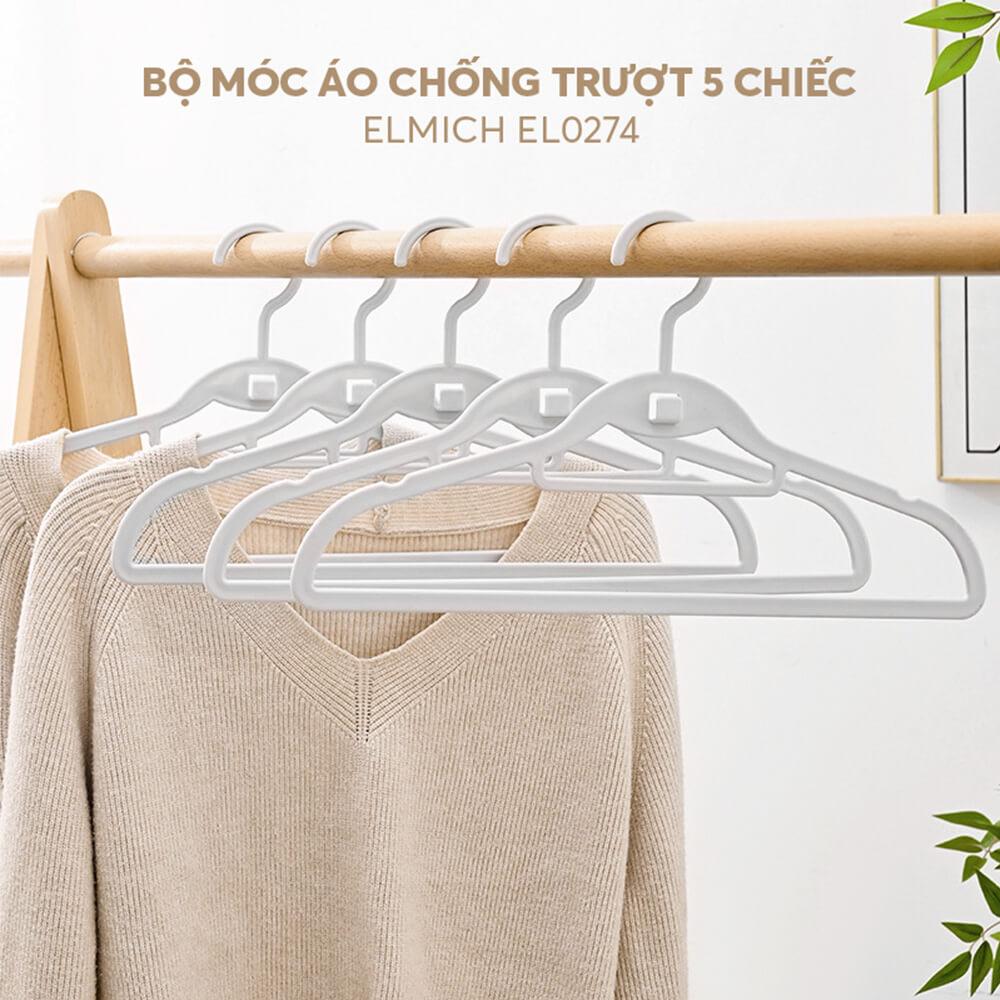 (Sale giữ chuỗi- Chỉ 01-10.11)Bộ móc áo trơn 5 chiếc Elmich EL0274