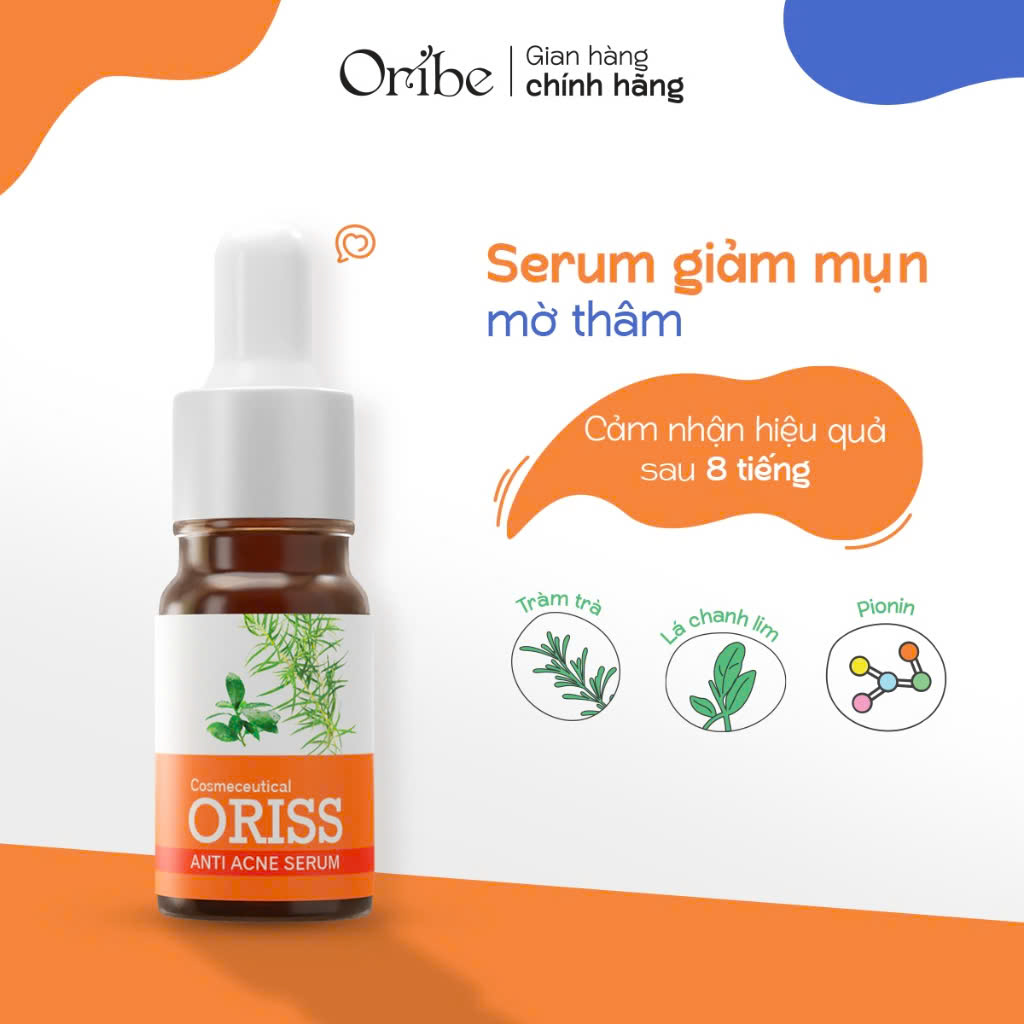 Serum mụn Oriss cấp ẩm dưỡng trắng da ngừa mụn phục hồi da mờ thâm sẹo thu nhỏ lỗ chân lông 10ml