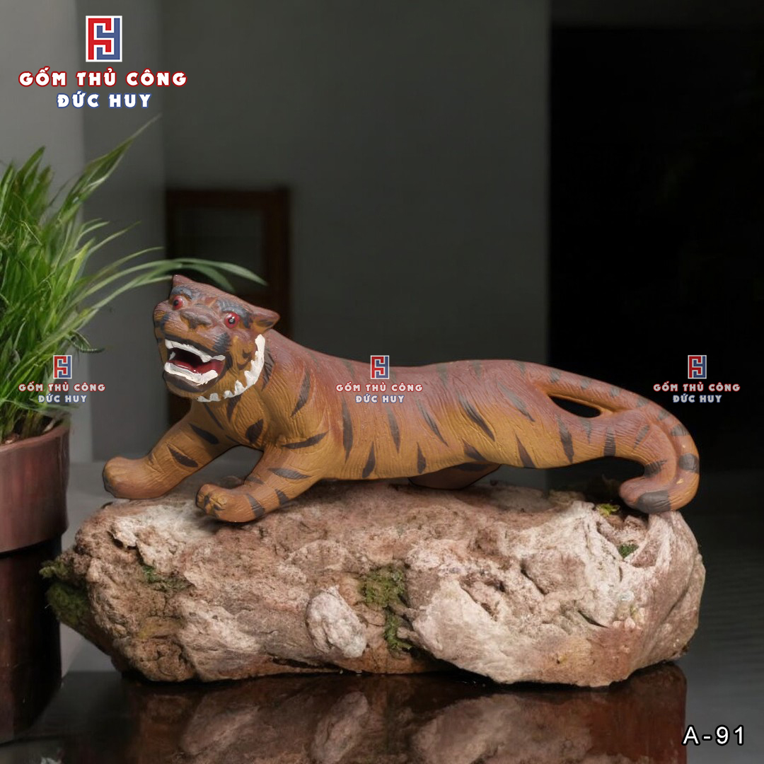 Tượng Gốm Hổ Rừng size lớn - Phụ Kiện Trang Trí Hòn Non Bộ - Tiểu Cảnh - Bể Cá - Chậu Cây