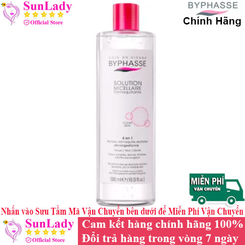 Nước tẩy trang Byphasse Micellar Make-up Remover Solution 500ml chính hãng - Nước tẩy trang cho da dầu mụn